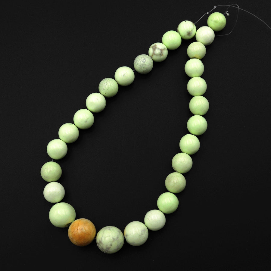 Natural Lemon Chrysoprase 14mm 18mm Round Beads Gemstone 15.5" Strand
