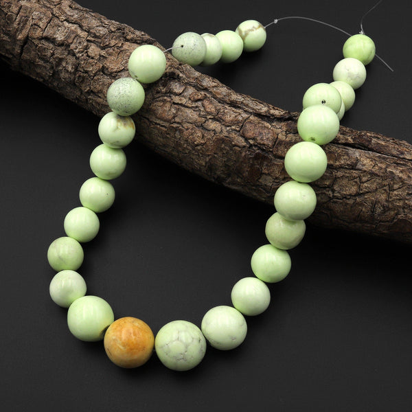 Natural Lemon Chrysoprase 14mm 18mm Round Beads Gemstone 15.5" Strand