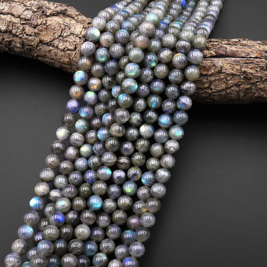 Natural Rainbow Labradorite 8mm Round Beads 15.5" Strand