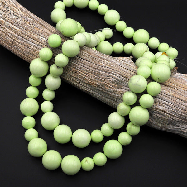 Natural Lemon Chrysoprase 14mm 20mm Round Beads Gemstone 15.5" Strand