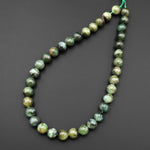 Genuine Natural Light Green Emerald Beads 11mm 12mm Round Beads May Birthstone 15.5" Strand
