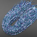 AAA Natural Fluorite Faceted 4mm Round Beads Gemmy Purple Blue Green Gemstone 15.5" Strand