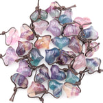 AAA Natural Rainbow Fluorite Puffy Heart Pendant Side Drilled Gemstone Crystal Focal Bead