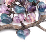 AAA Natural Rainbow Fluorite Puffy Heart Pendant Side Drilled Gemstone Crystal Focal Bead
