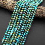 Real Genuine Natural Blue Green Golden Brown Turquoise 4mm 5mm 6mm Smooth Round Beads 15.5" Strand