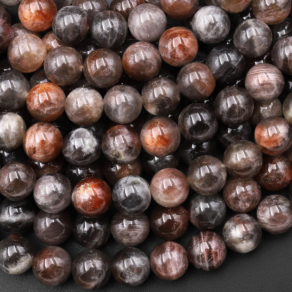 Rare Natural Red Black Sunstone 4mm 5mm 6mm 8mm 9mm 10mm 12mm Round Beads 15.5" Strand