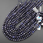 Rare Natural Blue Rutilated Quartz 7mm 8mm 9mm 10mm 12mm 14mm Round Beads From Madagascar 15.5" Strand