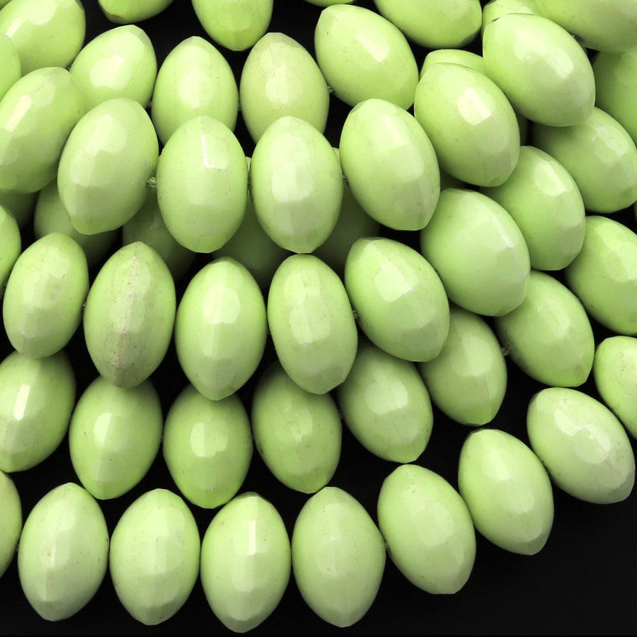 Natural Lemon Chrysoprase Faceted Saucer Rondelle 16mm Beads 15.5" Strand