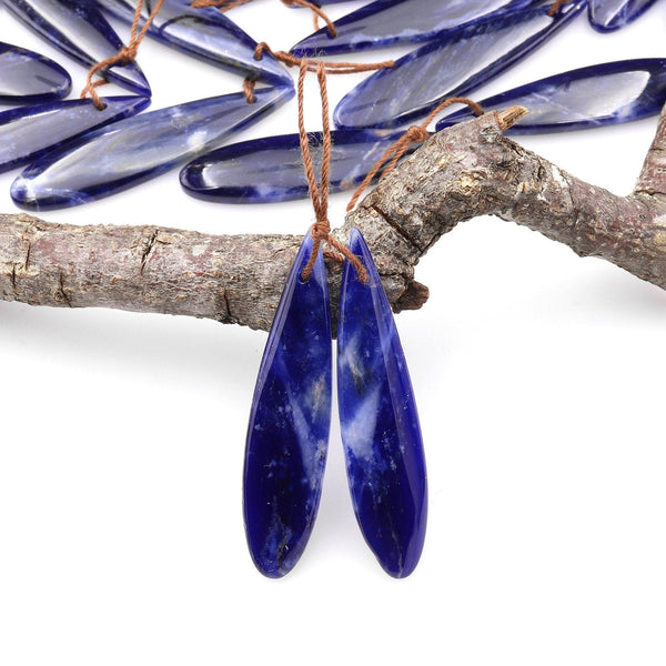 Natural Blue Sodalite Teardrop Earring Pair Matched Gemstone Beads A2