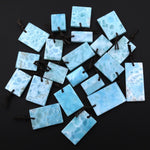 Natural Blue Larimar Rectangle Square Pendant Drilled Genuine Real Blue Larimar Gemstone Focal Bead