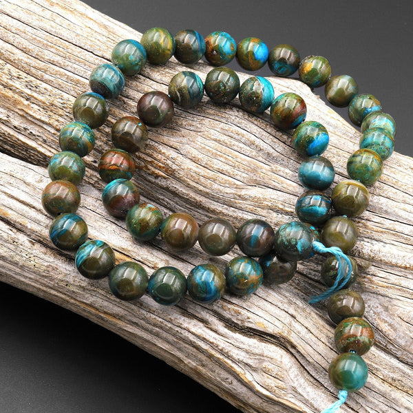Rare Genuine Natural Peruvian Blue Opal 8mm 9mm Round Beads Top Quality Large Earthy Blue Opaline Stone Round Beads 15.5" Strand B0564
