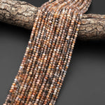 AAA Faceted Natural Sunstone Moonstone Rondelle Beads 4mm 15.5" Strand