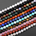 11 Strands AAA Star Cut Natural Gemstone Beads Faceted 8mm Rounded Lapis Amazonite Bloodstone Carnelian Red Jasper Tiger Eye 15.5" Strand