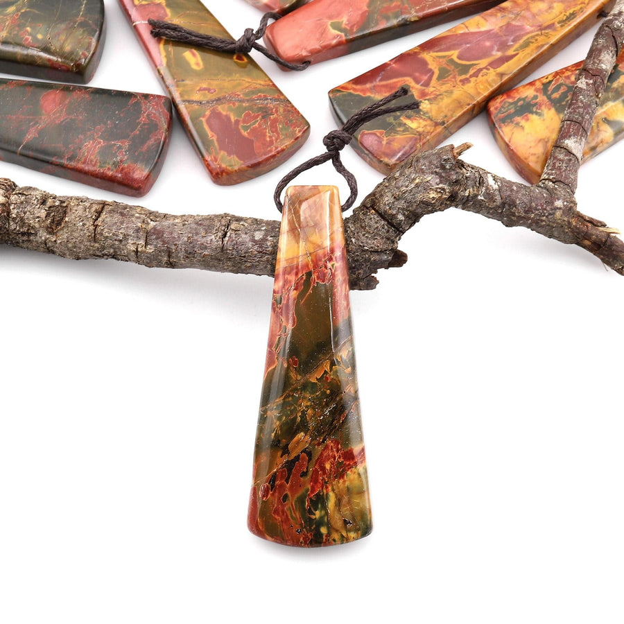 Natural Red Creek Jasper Pendant Side Drilled Long Trapezoid Pendant Aka Multicolor Picasso Jasper Cherry Creek Jasper Bead A1