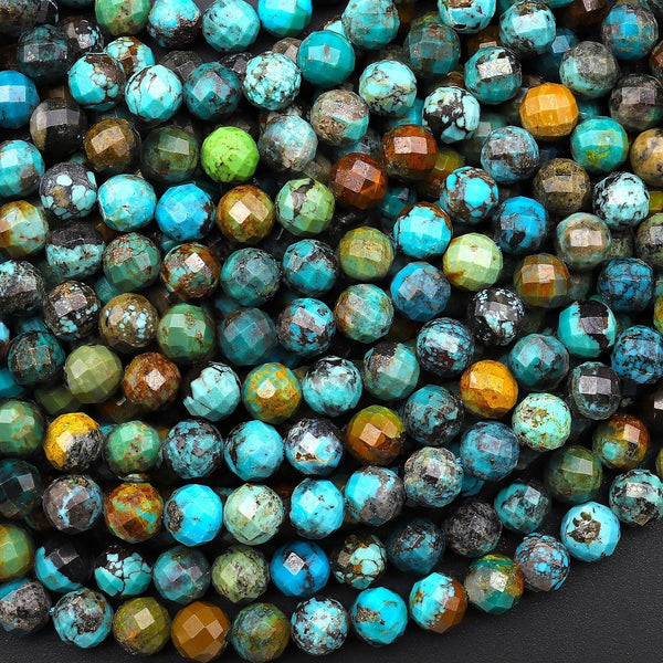 Faceted Genuine Natural Dragon Skin Turquoise 6mm Round Beads 15.5" Strand