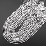 Genuine Natural Silver Zircon Faceted Round Beads 2mm 3mm 4mm Gemstone 15.5" Strand