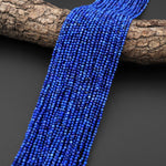 AAA Micro Faceted Natural Denim Blue Lapis Lazuli Round Beads 2mm Diamond Cut Gemstone 15.5" Strand