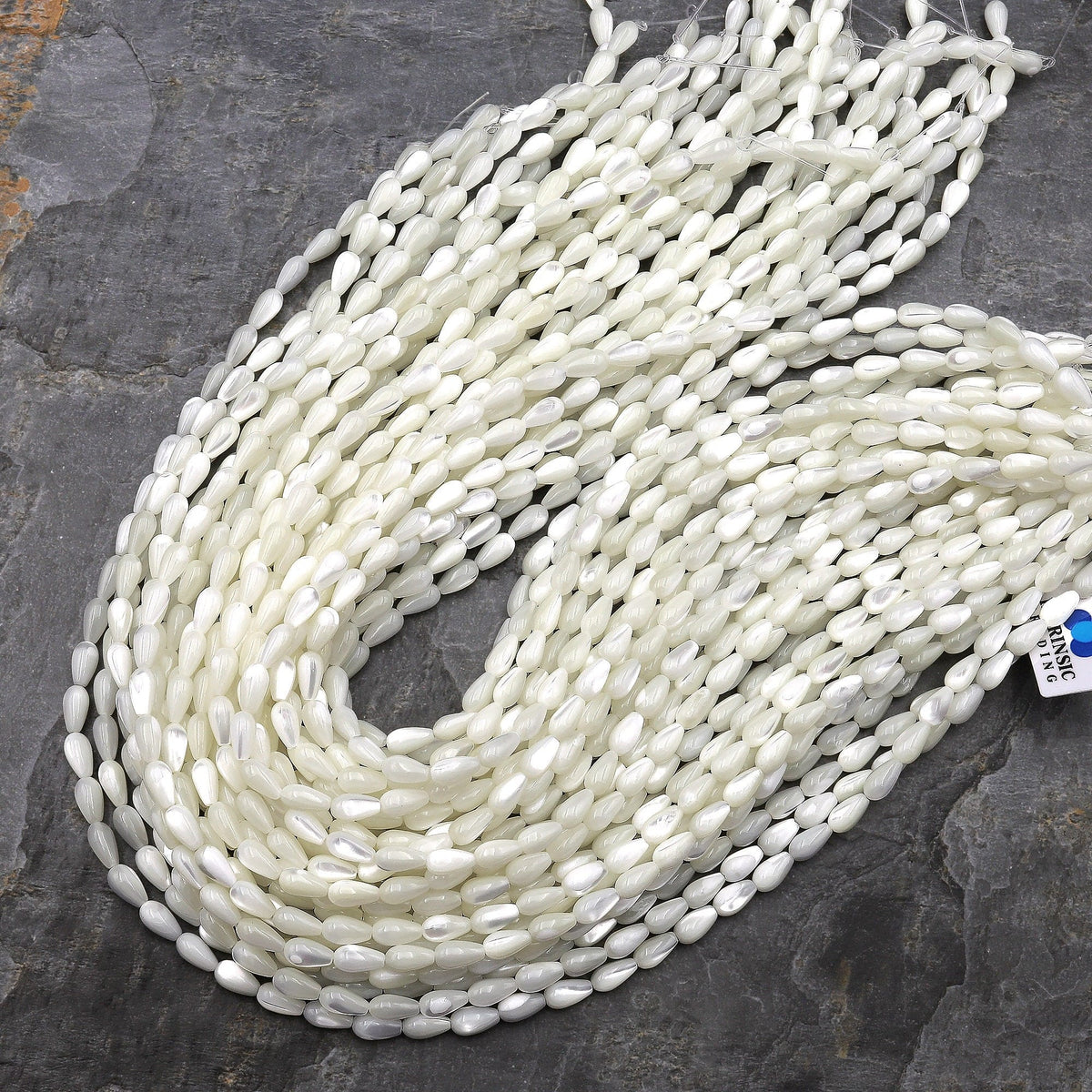 AAA Iridescent Natural White Mother of Pearl Shell Teardrop Beads 5mm ...