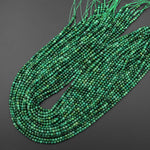 AAA Faceted Natural African Green Jade 3mm Round Beads Micro Cut Gemstone 15.5" Strand