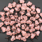 AAA Natural Rose Quartz Puffy Heart Pendant Side Drilled Peach Pink Gemstone Crystal Focal Bead