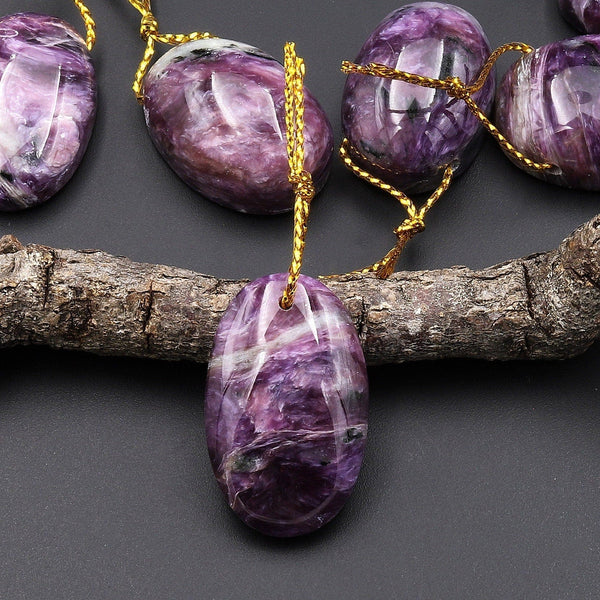 Natural Purple Russian Charorite Pendant Oval Gemstone A4