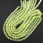Natural Lime Green Serpentine Jade Smooth Round Beads 10mm 15.5" Strand