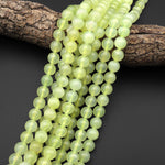 Natural Lime Green Serpentine Jade Smooth Round Beads 10mm 15.5