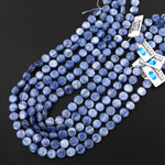 Chatoyant Natural Silvery Blue Kyanite Coin Beads 10mm 15.5" Strand