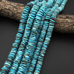 Genuine Natural Arizona Blue Turquoise Heishi Beads 10mm 12mm Rondelle 15.5" Strand