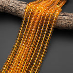 Faceted Large Golden Citrine 9mm 10mm 12mm Rondelle Beads Sparkling Gemstone 15.5" Strand