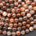 Rare Natural Red Copper Rutile Phantom Quartz Round Beads 6mm 8mm 10mm 12mm 15.5" Strand