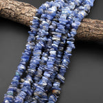 Large Natural Blue Kyanite Freeform Rondelle Chip Beads 15.5" Strand