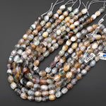 Rare Faceted Natural Phantom Agate Beads Twisted Spiral Drum Gemstone 15.5" Strand