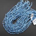 Rare Natural Blue Santa Maria Aquamarine Freeform Center Drilled Chip Beads 6mm Gemstone 15.5" Strand