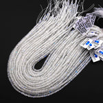 AAA Natural Rainbow Moonstone Faceted Lantern Rondelle Beads 4mm High Quality Blue Flashes 15.5" Strand