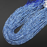 Faceted Natural Blue Santa Maria Aquamarine 3mm Round Beads 15.5" Strand