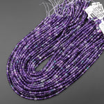 AAA Natural Fluorite Faceted 3mm 4mm Round Beads Gemmy Purple Gemstone 15.5" Strand