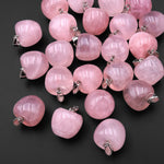 AAA Natural Rose Quartz Apple Pendant Gemstone Crystal Focal Bead