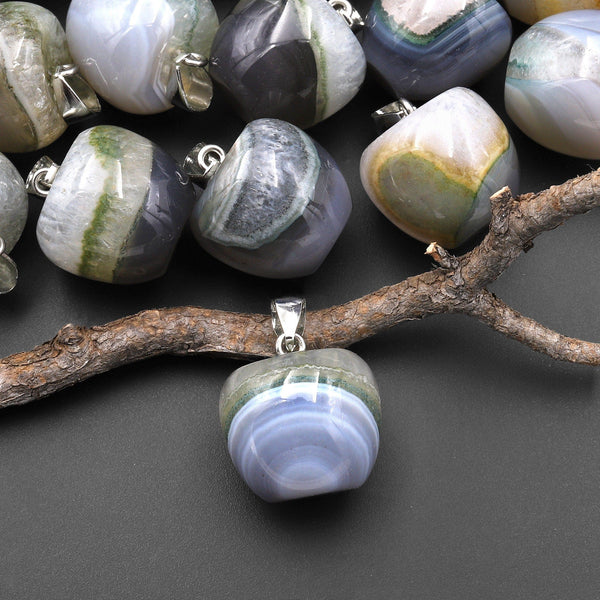 Natural Phantom Quartz Apple Pendant Gemstone Crystal Focal Bead A5