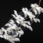 AAA Iridescent Carved Natural White Mother of Pearl Long Leaf Beads