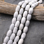 Large Natural White Sponge Coral Beads Long Drum Cylinder Tube Gemstone 15.5" Strand