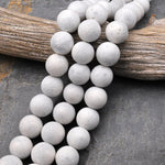 Large Natural White Sponge Coral Beads 20mm 24mm 26mm 28mm 30mm Round Hand Cut Gemstone 15.5" Strand