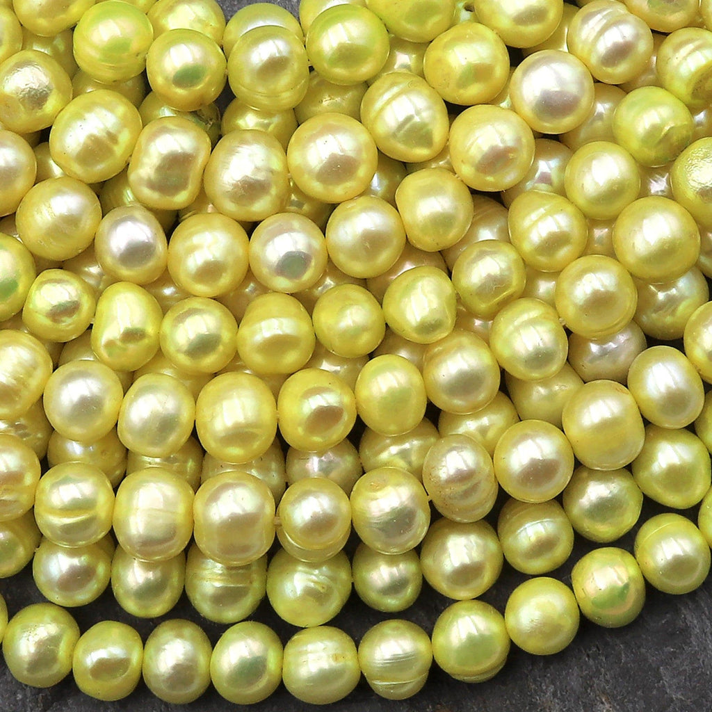 Yellow Freshwater Pearl 6mm Off Round Beads 15.5" Strand