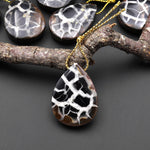 Natural Septarian Fossil Teardrop Pendant Top Side Drilled Gemstone