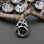 Natural Septarian Fossil Teardrop Pendant Top Side Drilled Gemstone