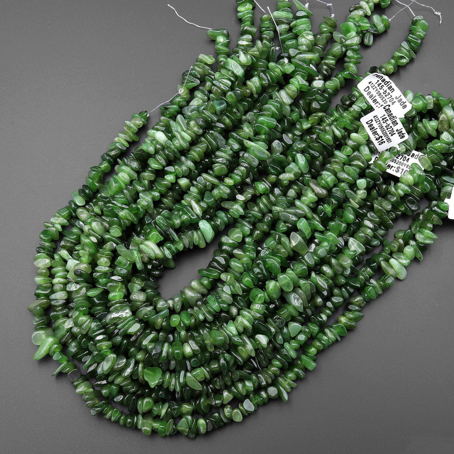 Natural Canadian Jade Freeform Rondelle Beads 15.5" Strand