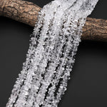 Super Clear Natural Rock Crystal Quartz Center Drilled Freeform Rondelle Beads Gemstone 15.5" Strand