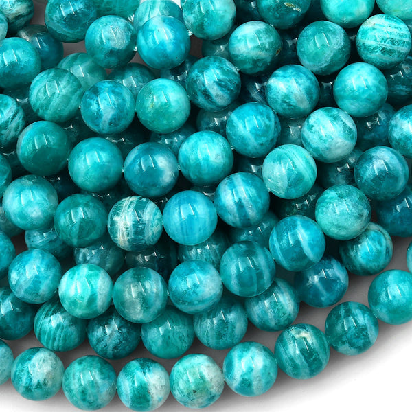 AAA Natural Banded Russian Amazonite Round Beads 5mm 6mm 7mm 8mm 9mm 10mm 11mm 12mm Gemstone 15.5" Strand