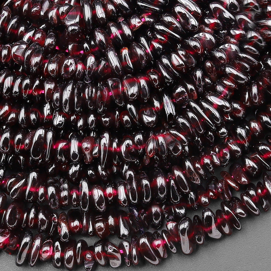 Natural Red Garnet Freeform Rondelle Beads 15.5" Strand