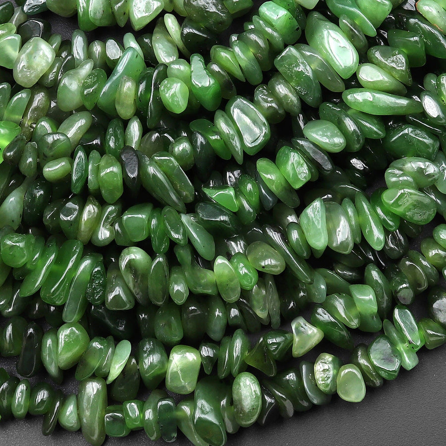 Natural Canadian Jade Freeform Rondelle Beads 15.5" Strand